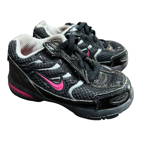 NIKE AIR Torch 4 SIZE 6.5 C Toddler Child Sneaker Black Pink Hook Loop Shoe Baby - Picture 1 of 5
